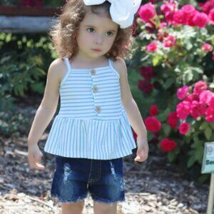 NEW Girls 2 pc denim shorts tank top set
